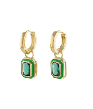 Crystal Drop Earrings in Green