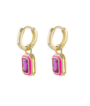 Crystal Drop Earrings in Pink