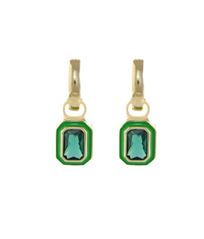 Crystal Drop Earrings in Green