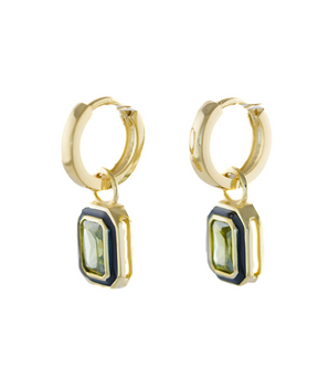 Crystal Drop Earrings in Olive