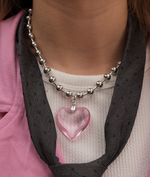 Chunky Heart Necklace in Pink