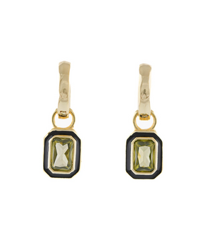 Crystal Drop Earrings in Olive